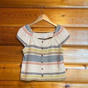 Madewell Texture & Thread Button-Front Top - S